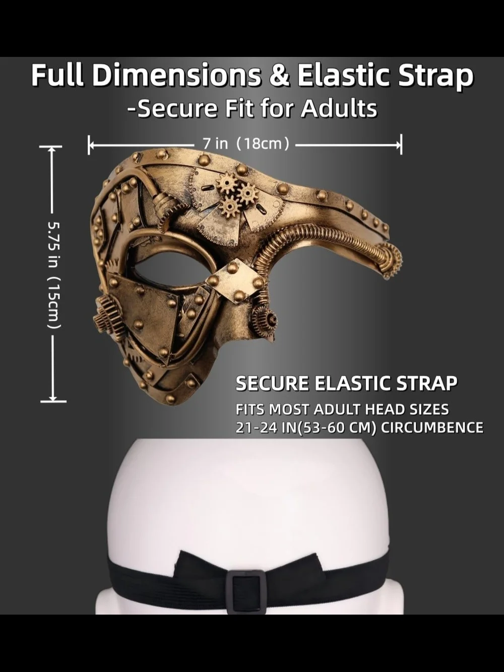 Steampunk Bronze Half-Face Mask for Men